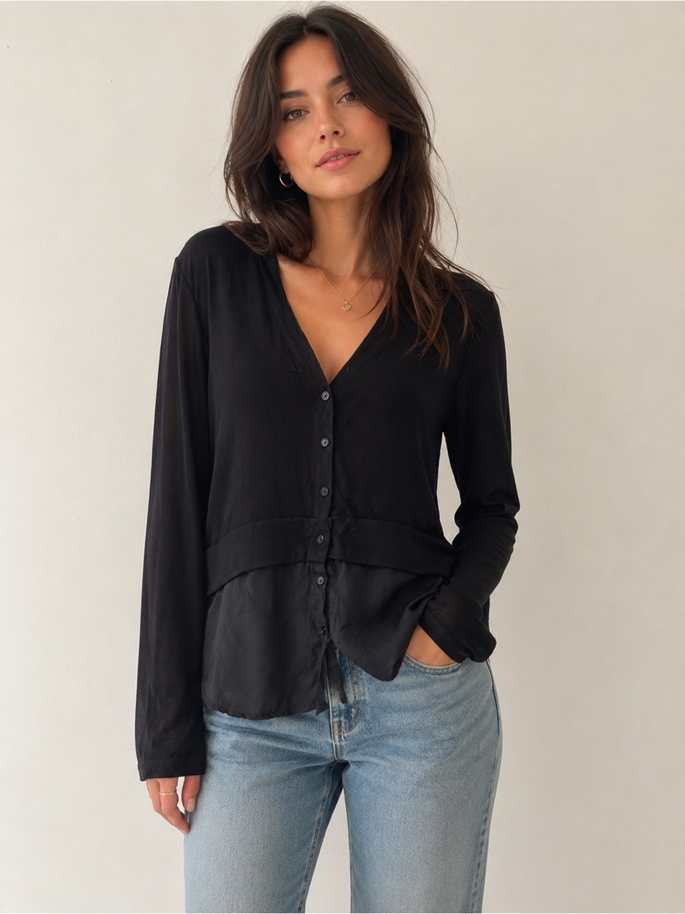 Zara Knit Cashmere Wool blend black cardigan Small